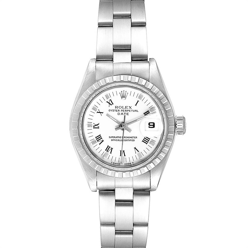 Rolex Date White Dial Oyster Bracelet Steel Ladies Watch 69240 Box Papers SwissWatchExpo