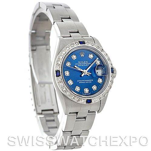 Rolex Date Ladies Steel Diamond Sapphire Watch 69190 SwissWatchExpo