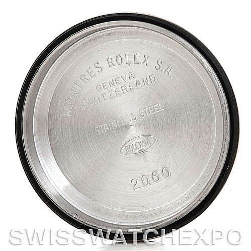 This is the inside view of the case back of a Rolex Date 79240 Women's Stainless Steel Pink Dial 79240 Women's Stainless Steel Pink Dial model watch, displaying its branding and material information.