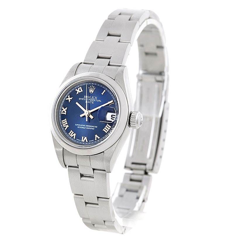 Rolex Date Blue Roman Dial Ladies Steel Watch 79240 | SwissWatchExpo