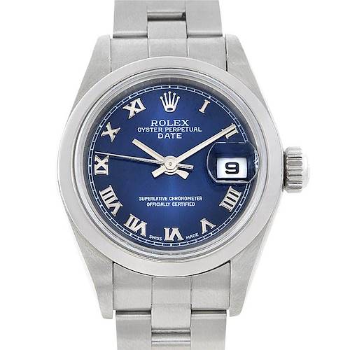 Photo of Rolex Date Blue Roman Dial Ladies Steel Watch 79240
