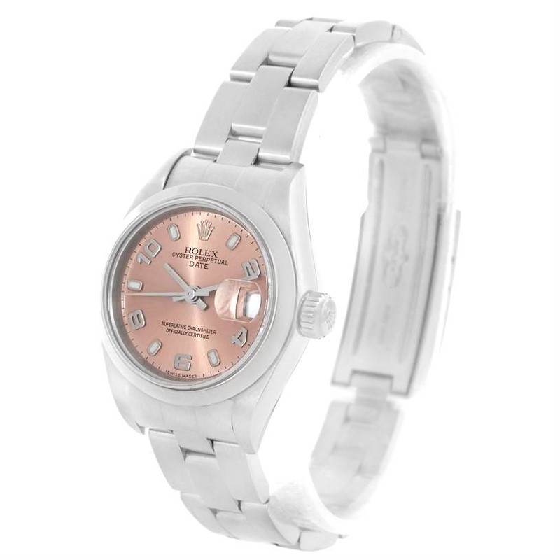 Rolex Oyster Perpetual Date Pink Dial Ladies Steel Watch 79160 SwissWatchExpo