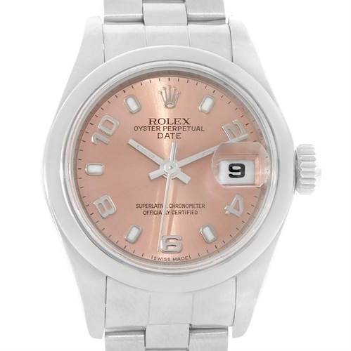 Photo of Rolex Oyster Perpetual Date Pink Dial Ladies Steel Watch 79160