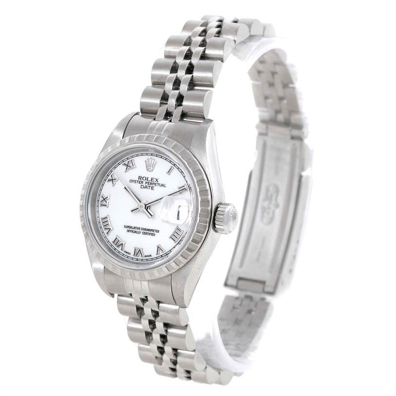 Rolex Date Ladies Stainless Steel White Dial Watch 79240 SwissWatchExpo
