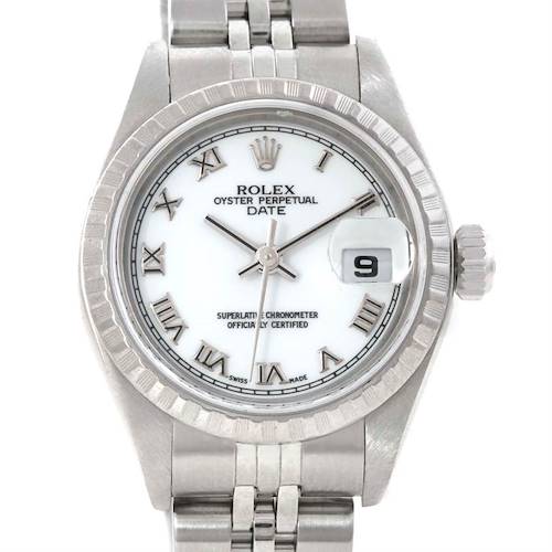 Photo of Rolex Date Ladies Stainless Steel White Dial Watch 79240