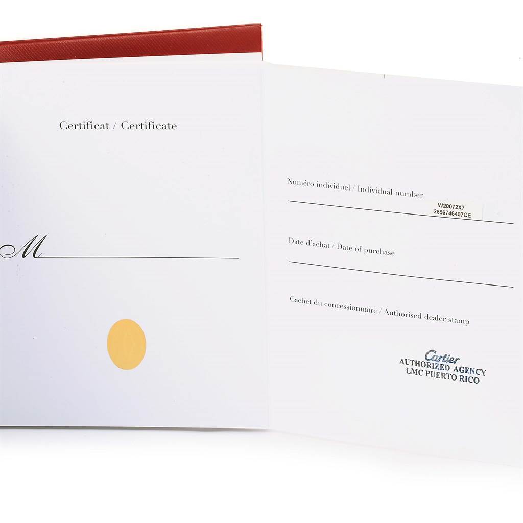 The image shows the certificate of Best Quality
ity and warranty card for a Santos model watch by Cartier.