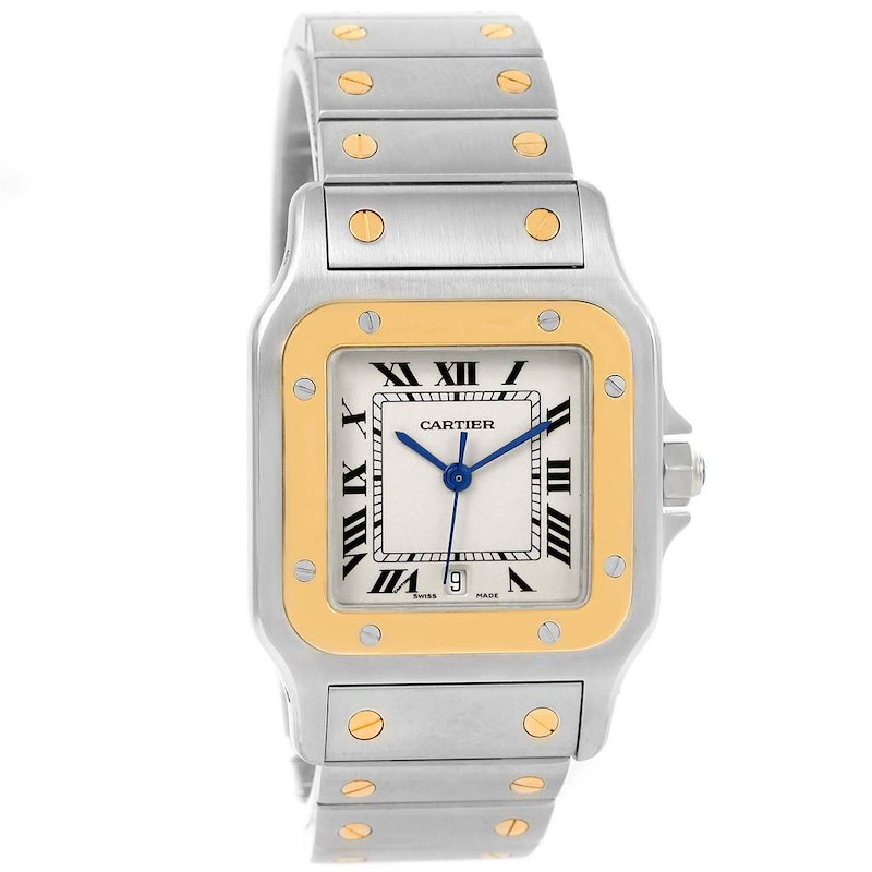 Cartier Santos Galbee Large Steel 18K Yellow Gold Quartz Watch 187901 SwissWatchExpo