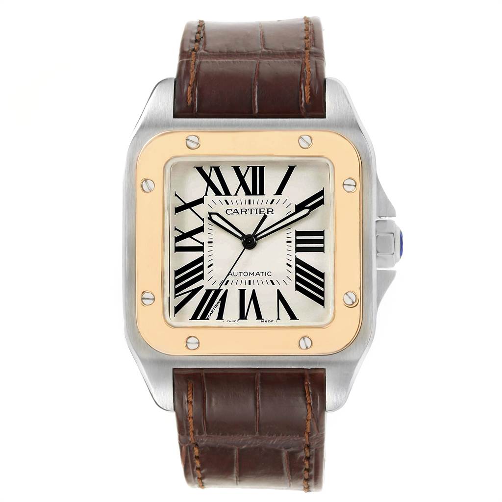 Cartier Santos 100 Steel Yellow Gold Mens Watch W20072X7 Box Papers ...