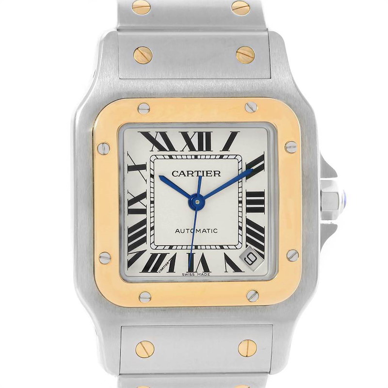 Cartier Santos Galbee XL Steel Yellow Gold Mens Watch W20099C4 SwissWatchExpo