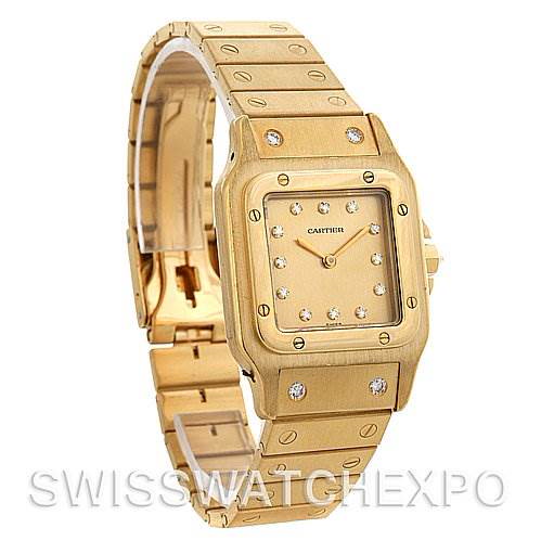 Cartier Santos Vintage 18k y Gold Diamond Automatic Watch SwissWatchExpo