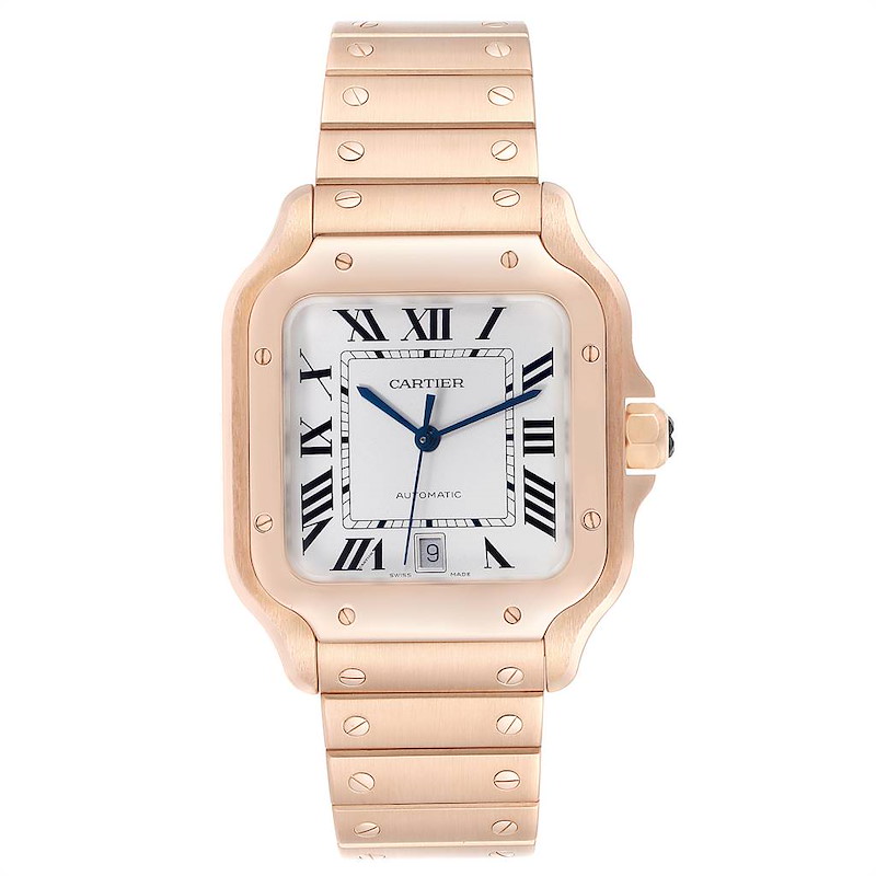 Cartier Santos 100 XL Rose Gold Two Leather Straps Mens Watch WGSA0007 ...