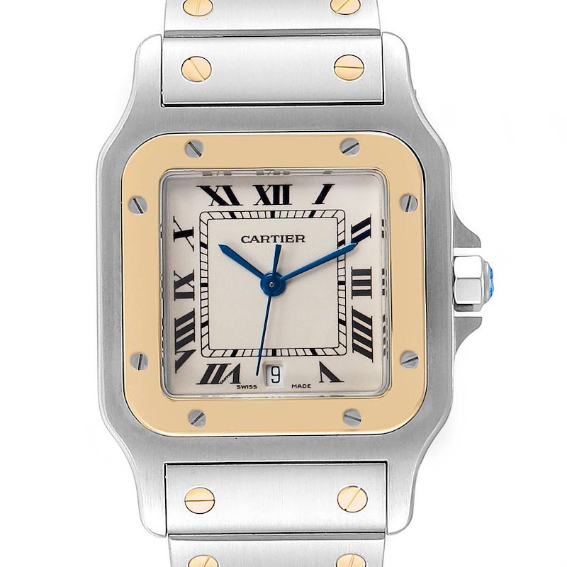 Cartier Santos Galbee Large Steel Yellow Gold Watch W20011C4 Box Papers SwissWatchExpo