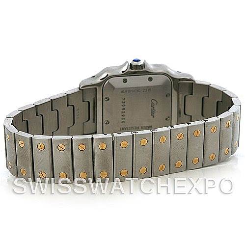 The image shows the back view of the Cartier Santos W20058C4 Men's Stainless Steel Silver Dial W20058C4 Men's Stainless Steel Silver Dial watch, highlighting the bracelet and case back.