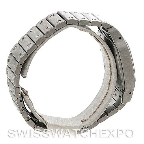 The image shows a side view of the Cartier Santos W20098D6 Men's Stainless Steel Silver Dial W20098D6 Men's Stainless Steel Silver Dial watch, focusing on its bracelet and clasp.