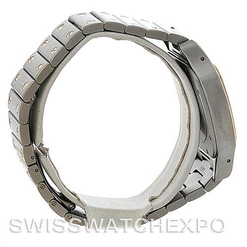 The image shows a side view of the Cartier Santos W20099C4 Men's Stainless Steel Silver Dial W20099C4 Men's Stainless Steel Silver Dial watch, focusing on the bracelet and side profile of the case.