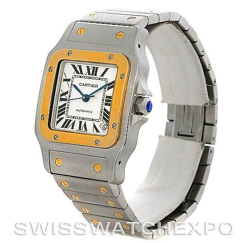 Cartier Santos Galbee 18kt Yellow Gold Steel XL Mens Watch W20099C4 SwissWatchExpo