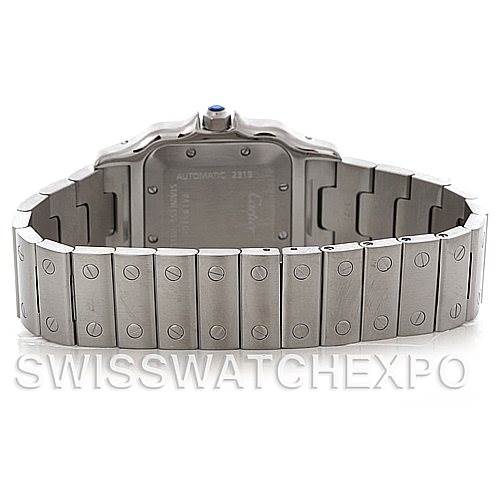 This image shows the back and bracelet of a Cartier Santos W20055D6 Men
s Stainless Steel Silver Dial W20055D6 Men
s Stainless Steel Silver Dial watch.