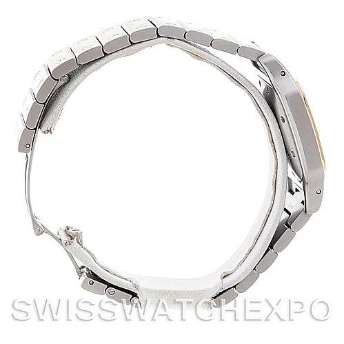 The image shows a Cartier Santos W20058C4 Men
s Stainless Steel Silver Dial W20058C4 Men
s Stainless Steel Silver Dial watch from a side profile, highlighting the bracelet and case.