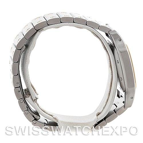 This image shows the side view of a Cartier Santos W20058C4 Men
s Stainless Steel Silver Dial W20058C4 Men
s Stainless Steel Silver Dial watch, highlighting its bracelet and case.