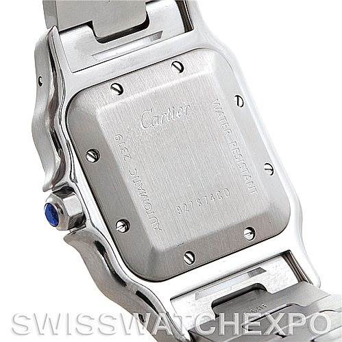 This image shows the back and part of the bracelet of a Cartier Santos W20058C4 Men
s Stainless Steel Silver Dial W20058C4 Men
s Stainless Steel Silver Dial watch.