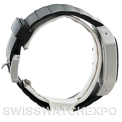 The image shows a Cartier Santos W20121U2 Men
s Stainless Steel Silver Dial W20121U2 Men
s Stainless Steel Silver Dial watch from the side, highlighting the strap and the case profile.