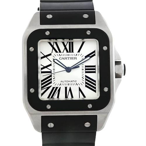 Photo of Cartier Santos 100 Steel Rubber Watch W20121U2