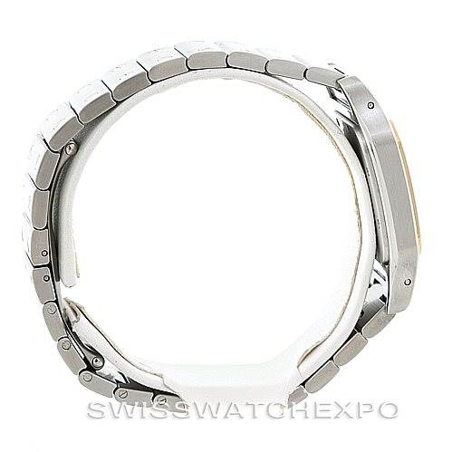 This image shows a side view of the Santos model by Cartier, focusing on the bracelet and case profile.