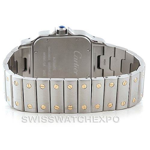 The image shows the back side of the bracelet and case of a Cartier Santos W20099C4 Men's Stainless Steel Silver Dial W20099C4 Men's Stainless Steel Silver Dial watch.
