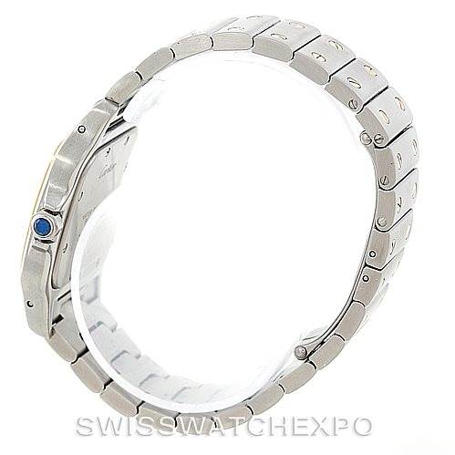 The image shows the side profile and bracelet of a Cartier Santos W20011C4 Men
s Stainless Steel Silver Dial W20011C4 Men
s Stainless Steel Silver Dial watch.