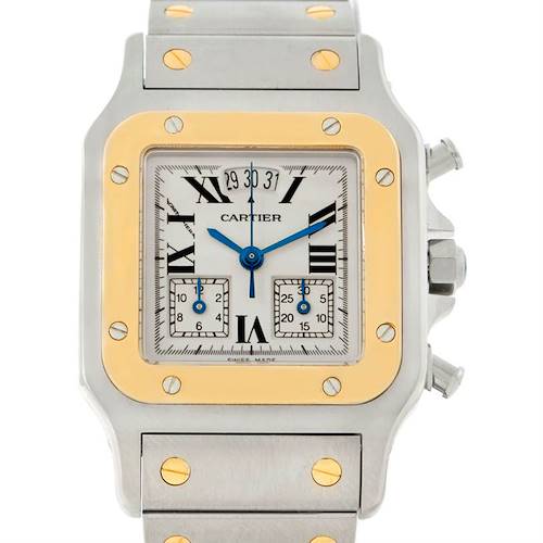 Photo of Cartier Santos Chronoflex Steel 18K Yellow Gold Watch W20042C4 Unworn