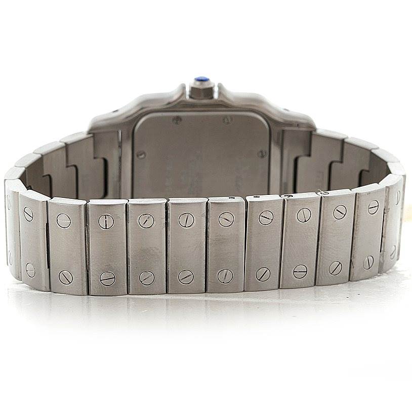 This image shows the back view and metal bracelet of the Cartier Santos W20060D6 Men's Stainless Steel Silver Dial W20060D6 Men's Stainless Steel Silver Dial watch.