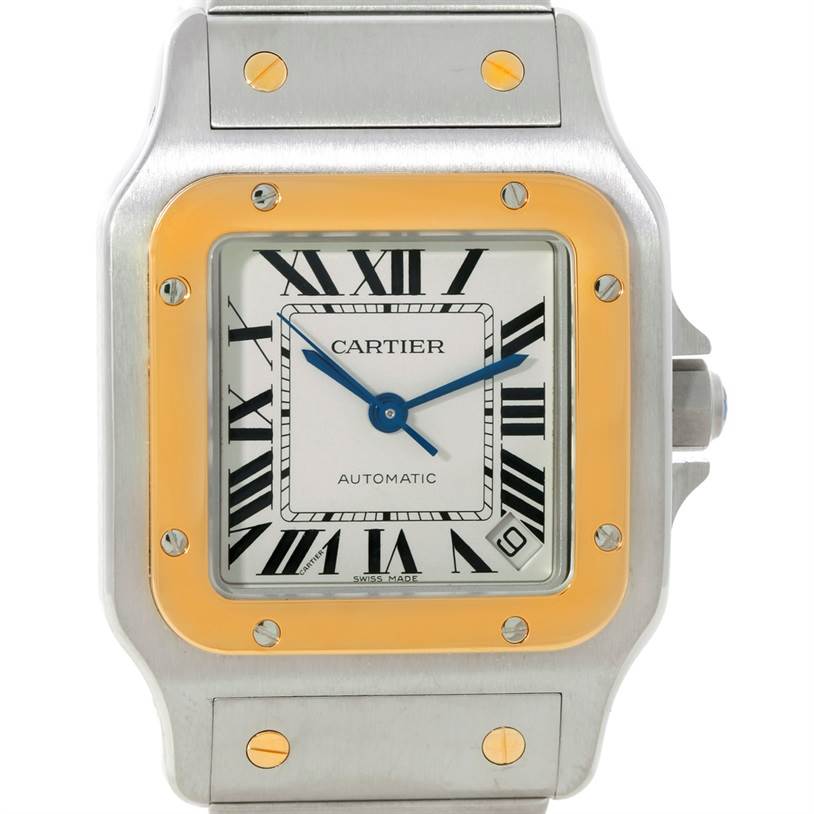 Cartier Santos Galbee XL Steel 18K Yellow Gold Mens Watch W20099C4