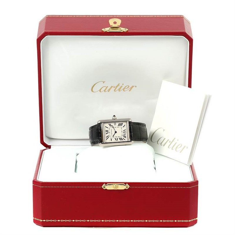 Cartier Tank Louis Rose Gold Mechanical Mens Watch WGTA0011 Box Card