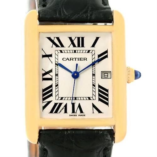 Photo of Cartier Tank Louis 18k Yellow Gold Black Strap Quartz Watch W1529756