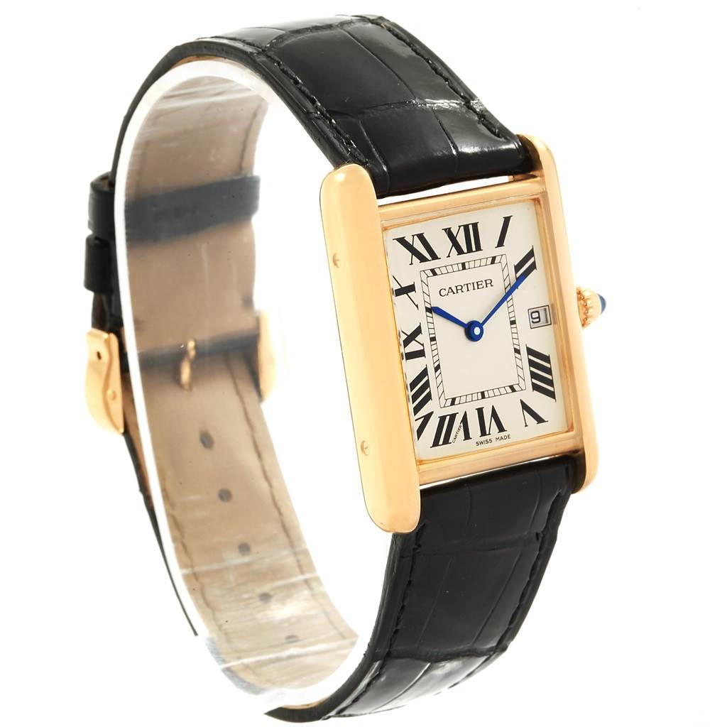 Cartier Tank Louis Yellow Gold Black Strap Unisex Watch W1529756 ...