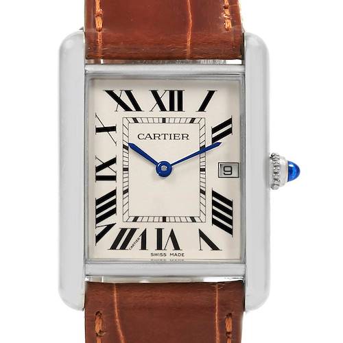 Photo of Cartier Tank Louis Large White Gold Brown Strap Unisex Watch W1540956