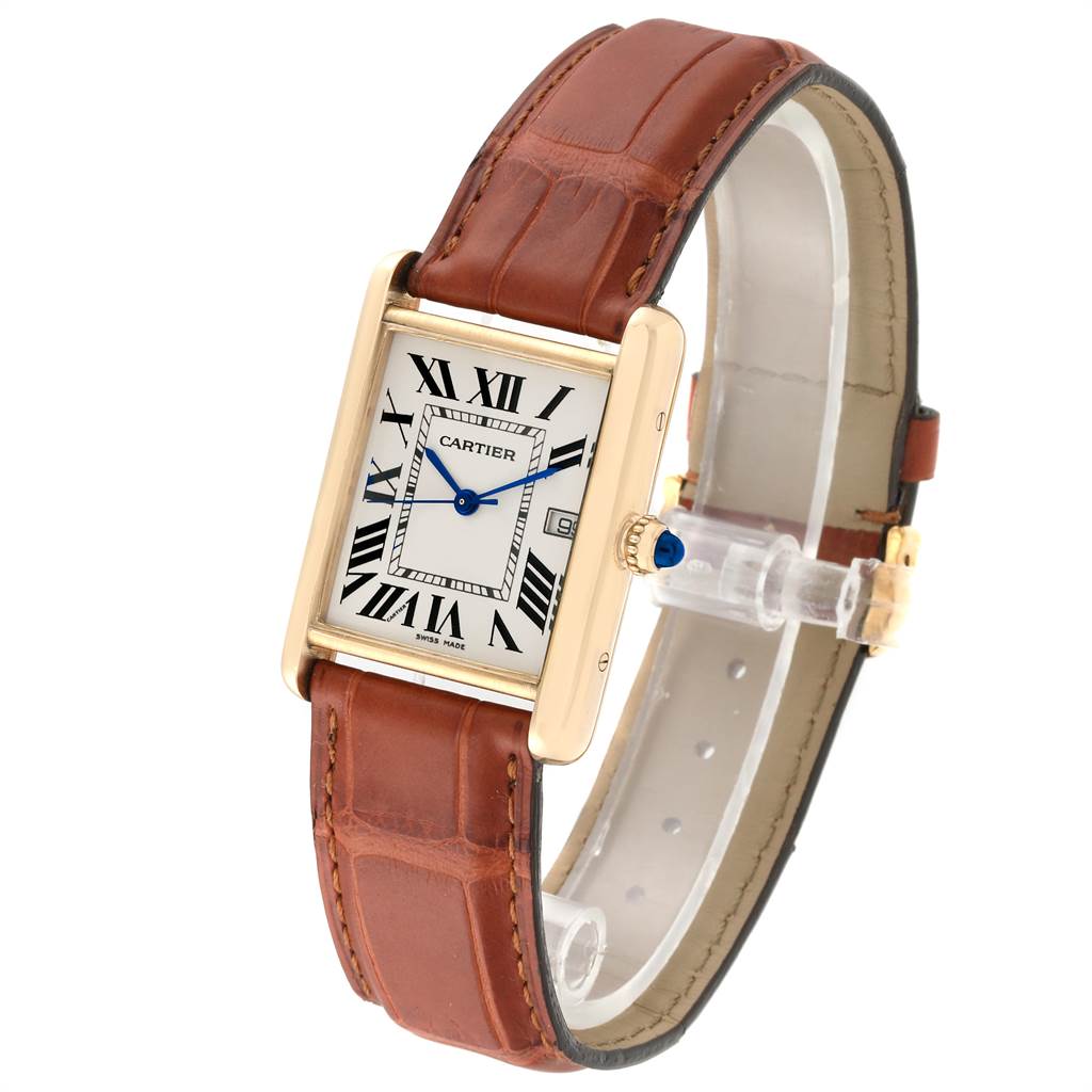 Cartier Tank Louis 18k Yellow Gold White Strap Mens Watch W1529756 ...