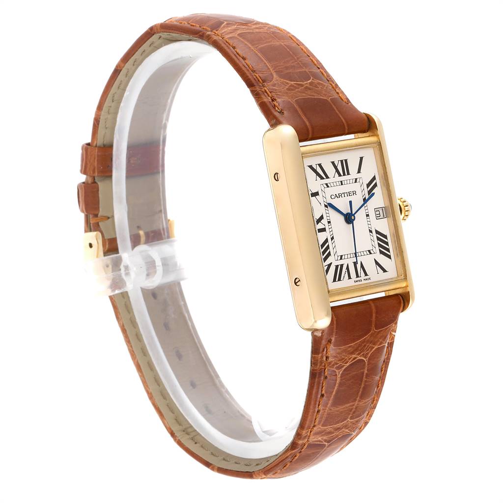 Cartier Tank Louis Yellow Gold White Strap Mens Watch W1529756 ...