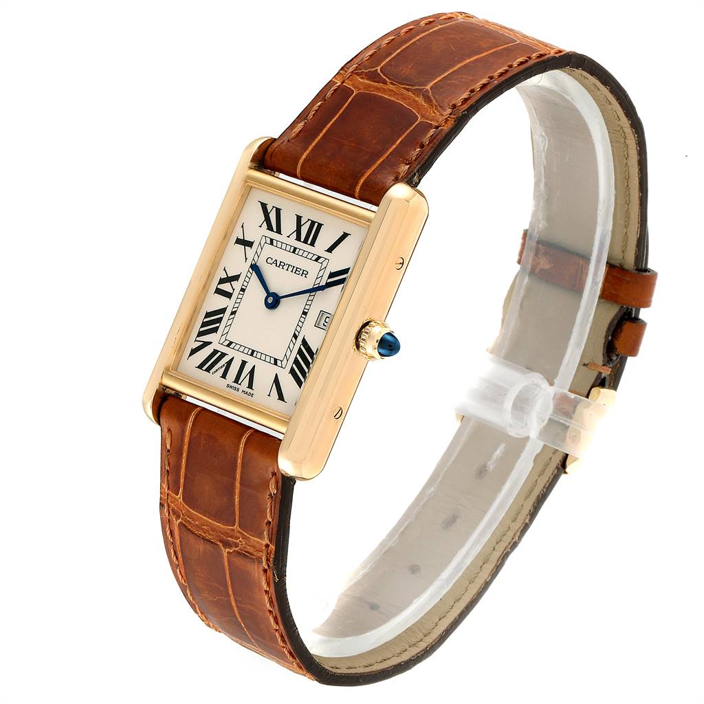 Cartier Tank Louis 18k Yellow Gold White Strap Mens Watch W1529756 ...