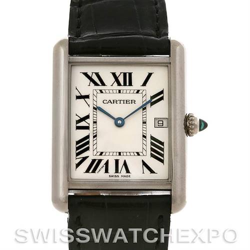 Photo of Cartier Tank Louis mens 18k white gold date watch W1540956