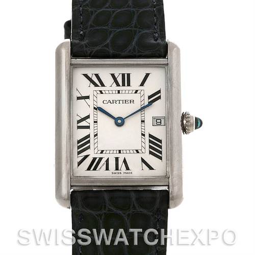 Photo of Cartier Tank Louis mens 18k white gold date watch W1540956