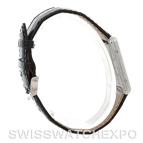 This image shows the Cartier Tank Louis W1540956 Men's White Gold White Dial W1540956 Men's White Gold White Dial watch from a side profile, highlighting the strap and case thickness.