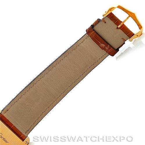 The image shows the buckle and part of the leather strap of a Cartier Tank Louis W1529756 Men's Yellow Gold Silver Dial W1529756 Men's Yellow Gold Silver Dial watch.