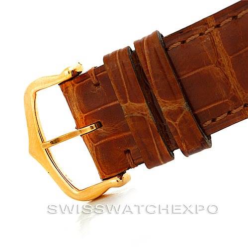 The image shows the buckle and leather strap of the Cartier Tank Louis W1529756 Men's Yellow Gold Silver Dial W1529756 Men's Yellow Gold Silver Dial watch.