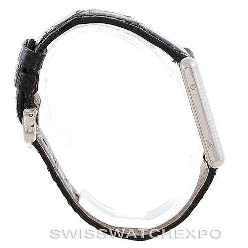 The image shows a side profile view of the Cartier Tank Louis W1540956 Men's White Gold White Dial W1540956 Men's White Gold White Dial watch, highlighting the strap and side of the watch case.