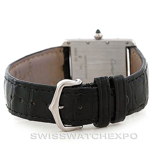 The image shows the back and strap of a Cartier Tank Louis W1540956 Men's White Gold White Dial W1540956 Men's White Gold White Dial watch at an angled view.
