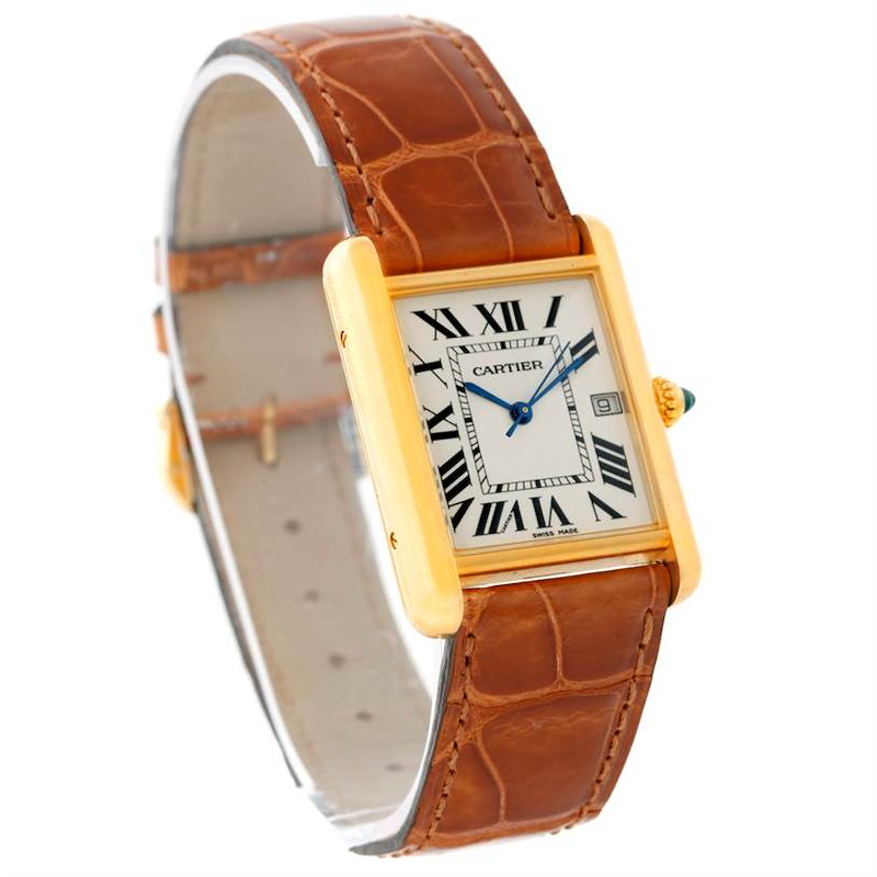 Cartier Tank Louis Mens 18k Yellow Gold Watch W1529756 SwissWatchExpo