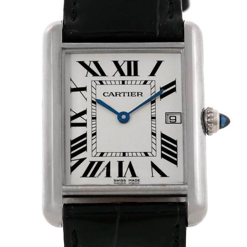 Photo of Cartier Tank Louis Mens 18k White Gold Date Watch W1540956