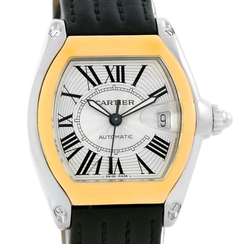 Cartier Roadster 18k Yellow Gold Steel Mens Watch W62031Y4