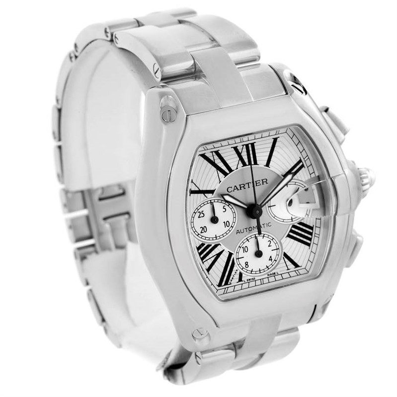 Cartier Roadster Chronograph Silver Dial Mens Automatic Watch W62019X6 SwissWatchExpo